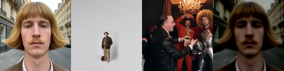 Good photo versus bad photos for a Burning Bridges AI video: clear single face, face too small, group photo, too dark