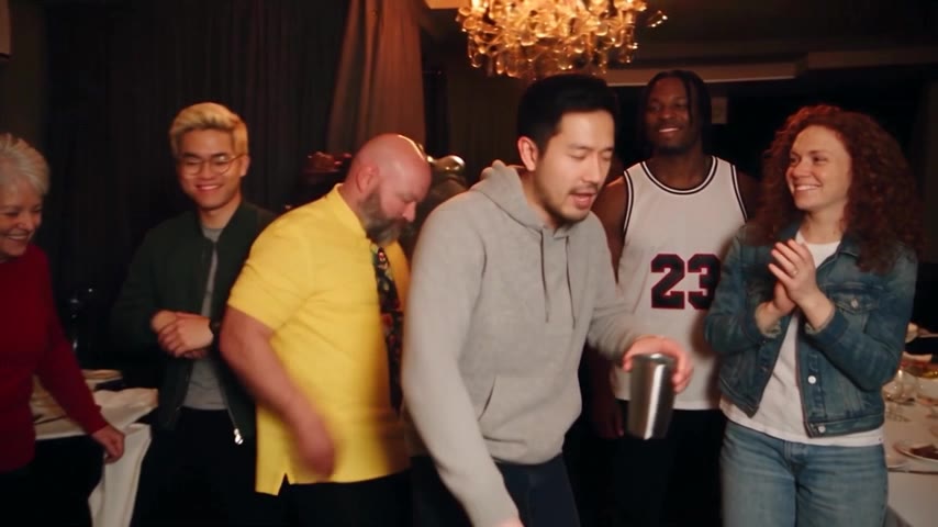Burning Bridges AI viral video trend example with five friends in the crowd